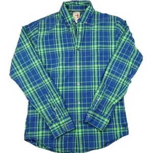 Relwen Mens Blue and Green Plaid Shirt Size Large